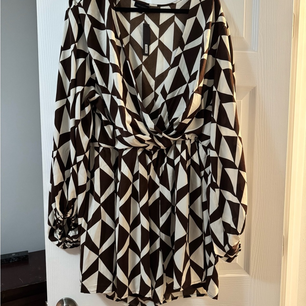Miss Avenue Geometric Brown and Cream Jumpsuit